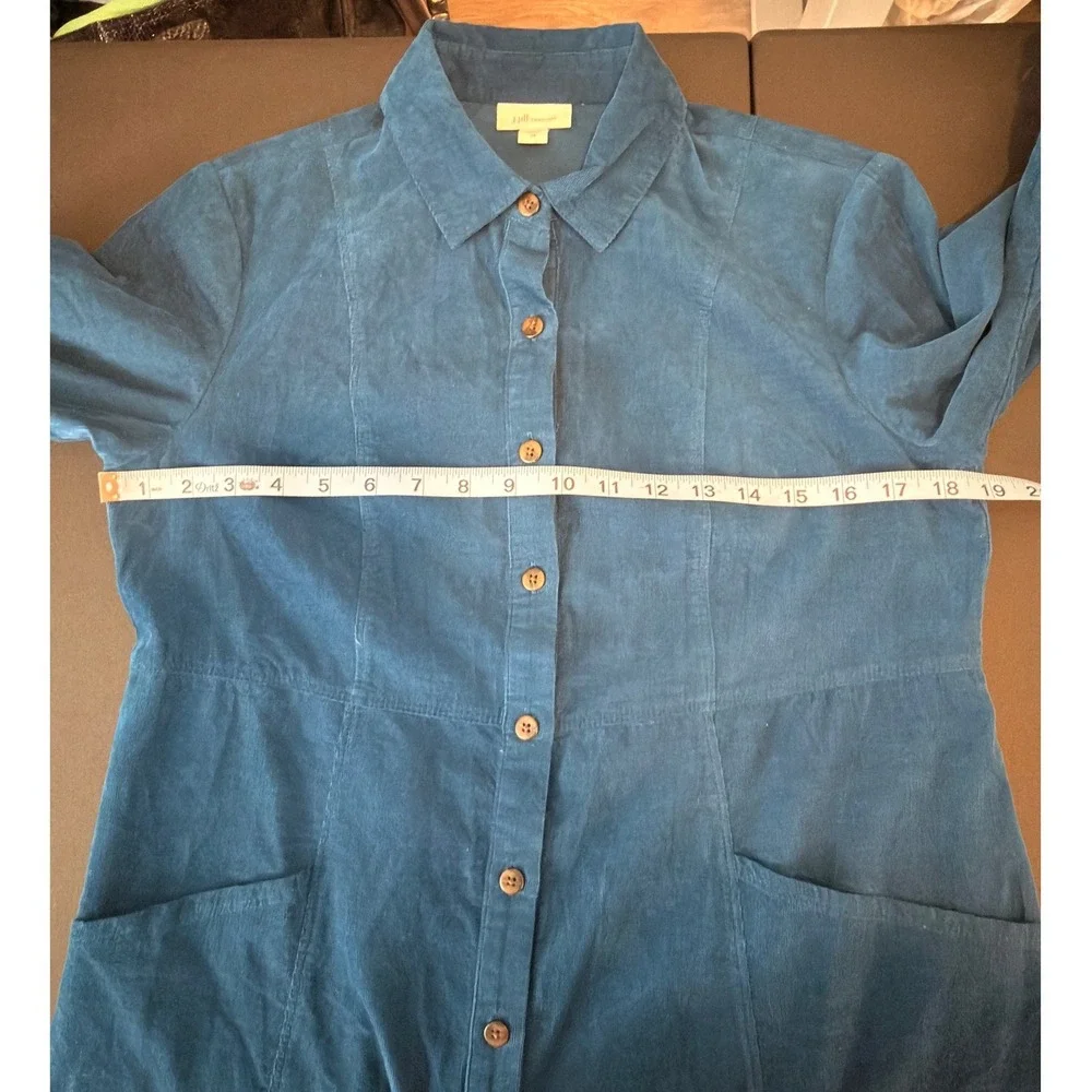 J. Jill Corduroy Dress Teal Long Sleeve‎ Festival Heritage Cabin Prairie XS